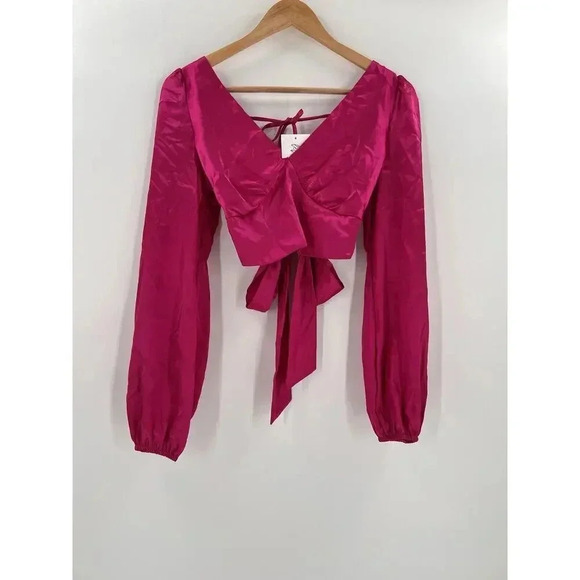 12TH TRIBE Pink Satin Crop Top - Picture 5 of 11